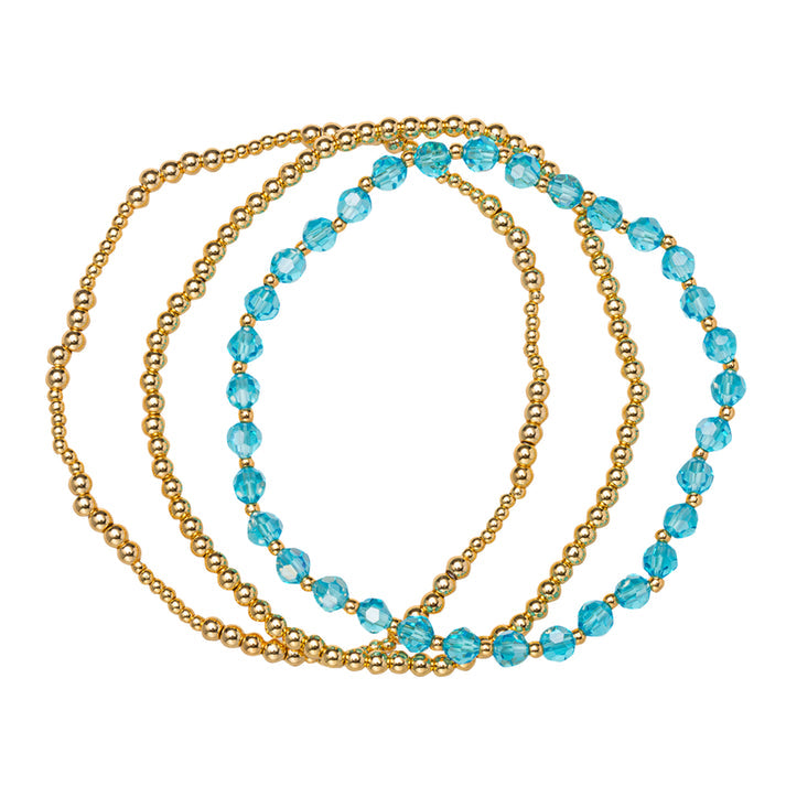 18K Plated Bracelets- Birthstone Set of 3