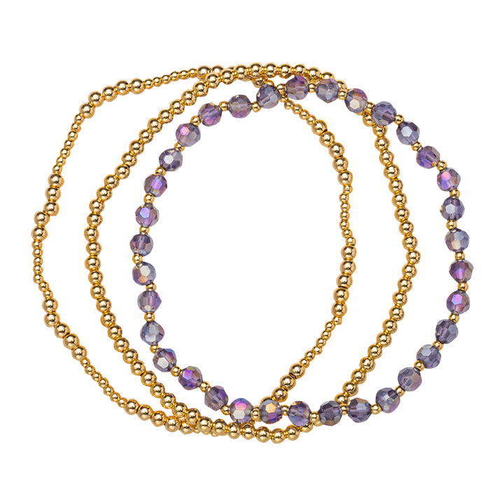18K Plated Bracelets- Birthstone Set of 3