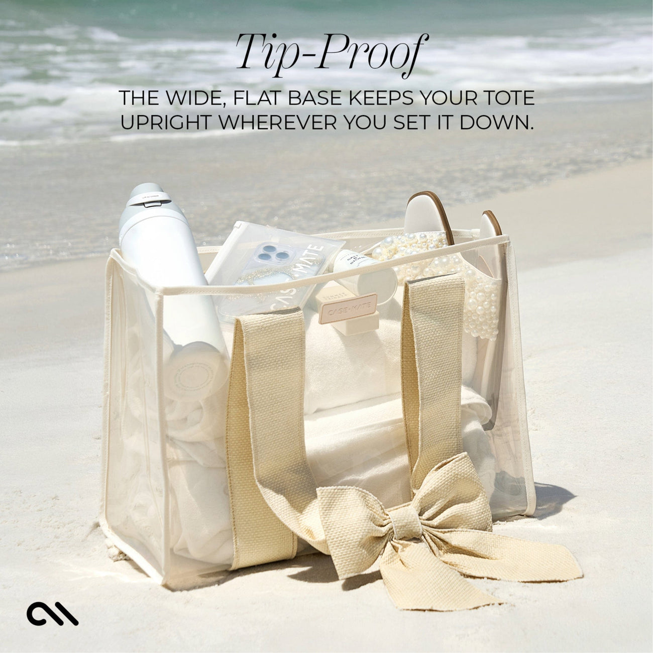Bow Tote with Phone Pouch - Ecru Raffia