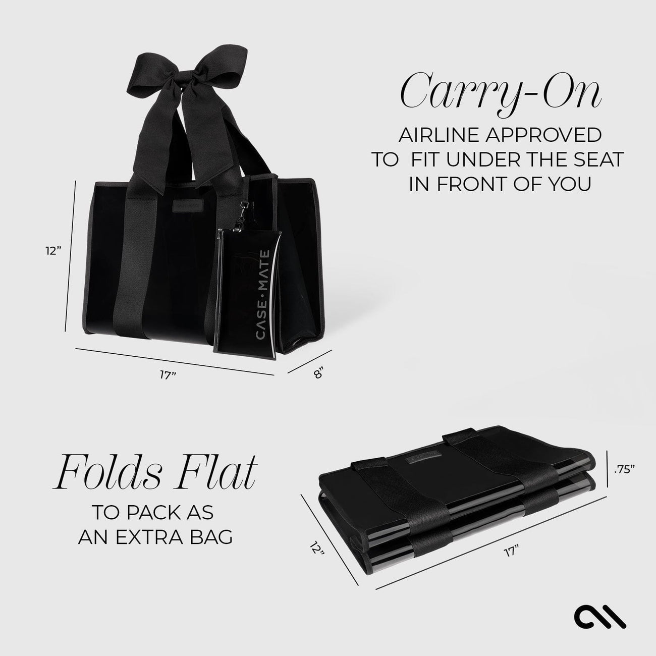 Bow Tote with Phone Pouch - Midnight Black
