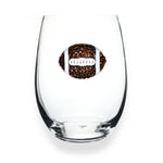 Brown & White Football Stemless Wine Glass