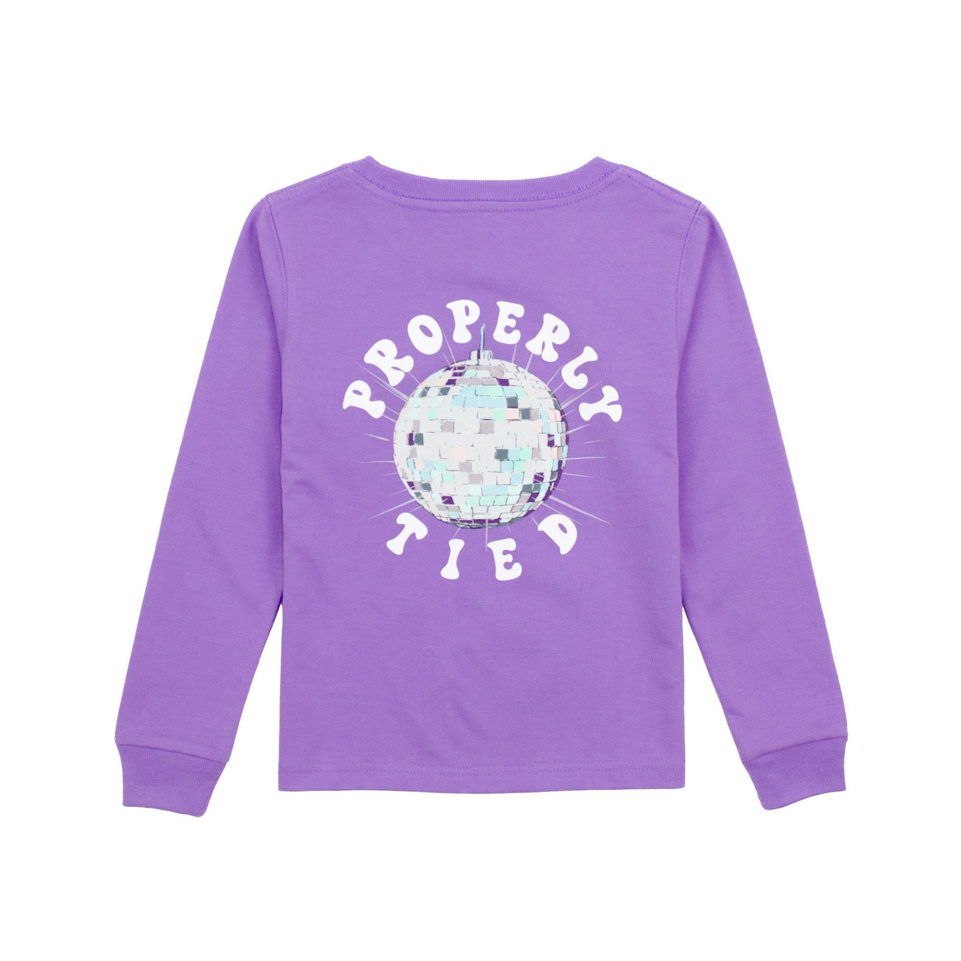 Girls Disco Ball LS Tee - Lt Purple