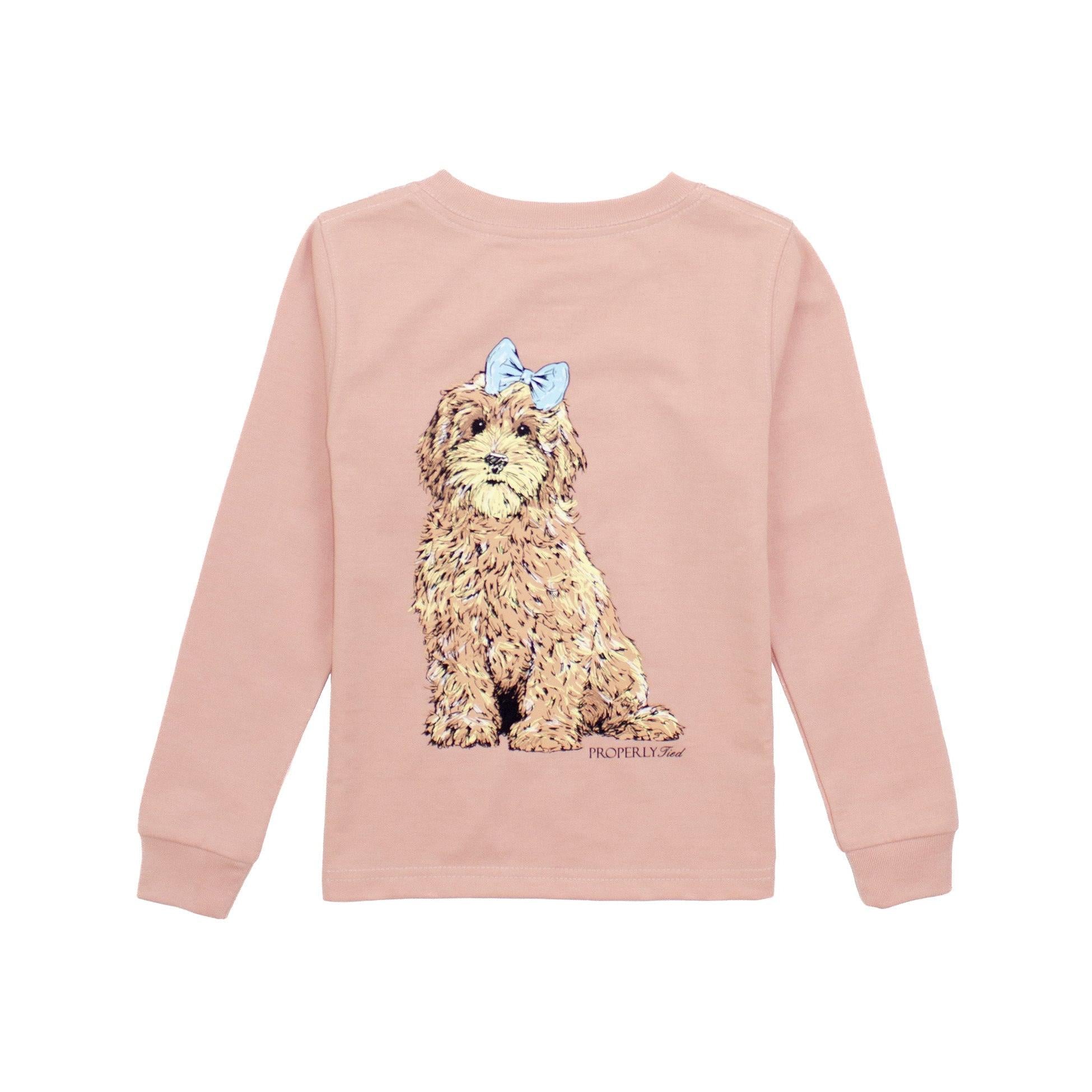 Girls Goldendoodle LS Tee - Peach
