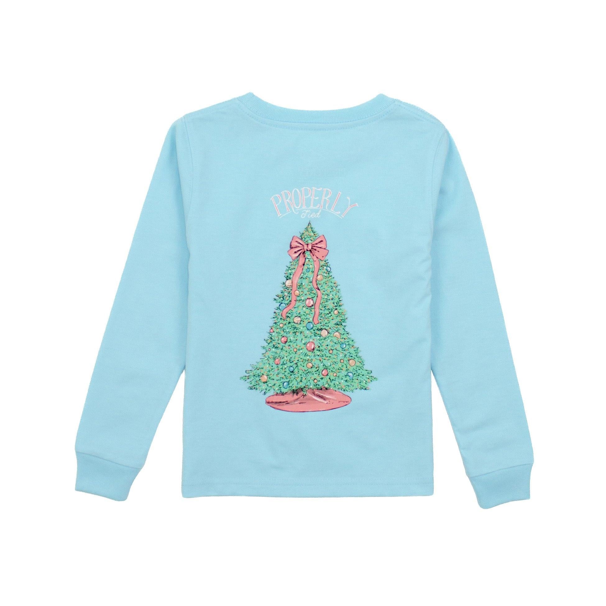 Girls Merry and Bright LS Tee - Lt Blue