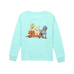 Girls Puppy Pile LS Tee - Seafoam