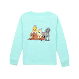Girls Puppy Pile LS Tee - Seafoam