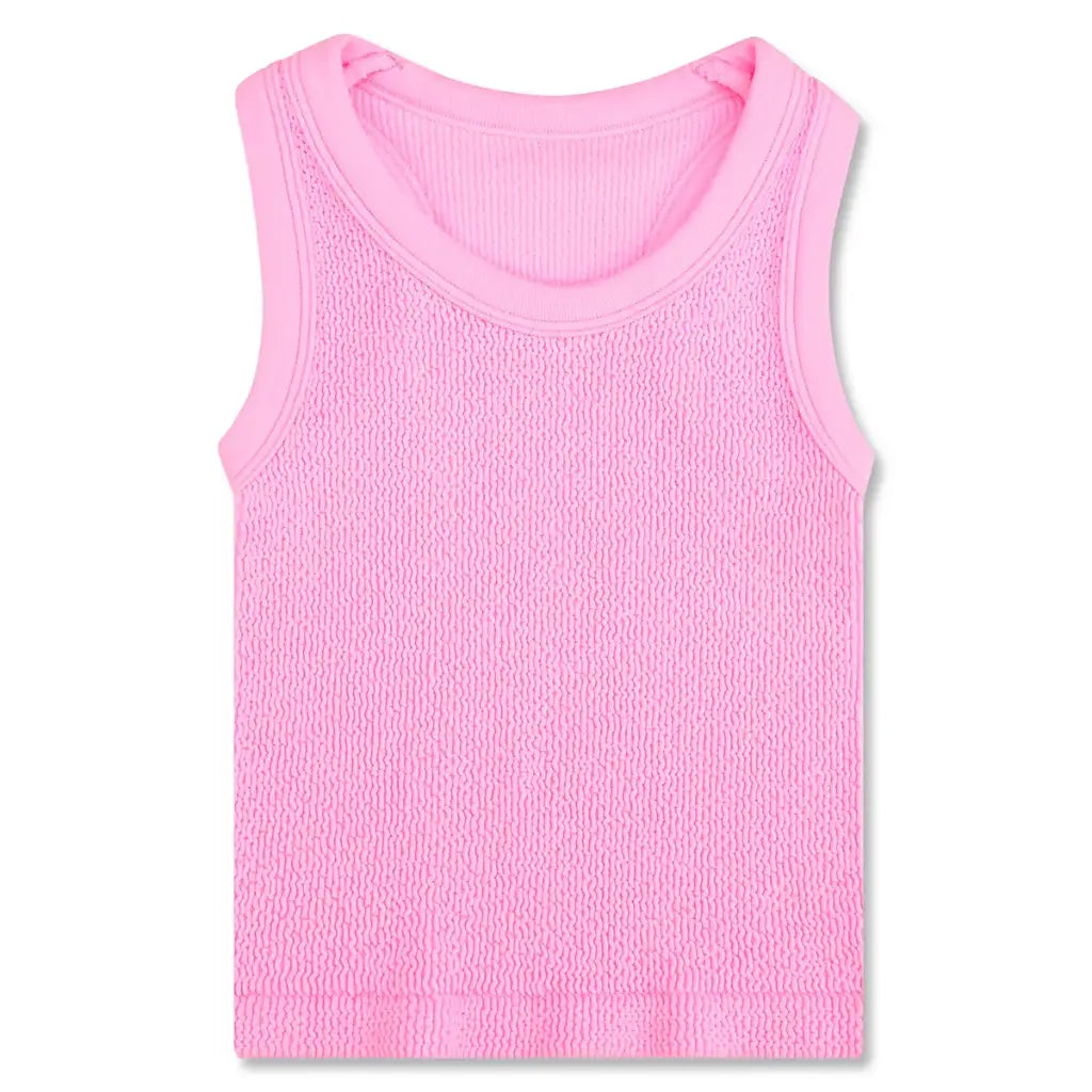 Rose Cropped Smocked Racerback Tank Top