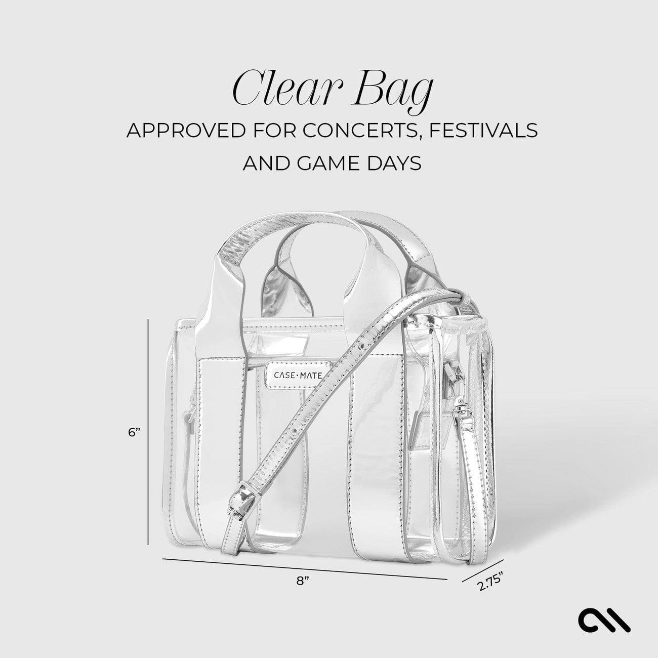 Stadium Tote - Silver Chrome + Clear