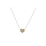 15" 18K Plated Necklace - Cable Chain Pearl Crystal Heart