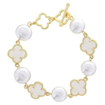 18K Gold Plate Alternating Coin Bracelet