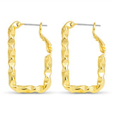 **Gianna Polished Twisted Rectangle Hoop Gold Earrings - 50556