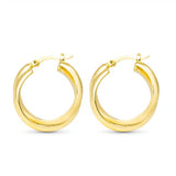 **Diana Polished Simple Twist Hoop Gold Earrings - 50562