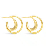 **Summer Polished Double Hoop Gold Earrings - 50565