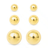 **Crystal Polished Ball Stud Triplet Gold Earrings - 50585