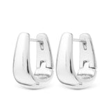 **Silver Polished Edna Elongated Huggie Earrings - 50978