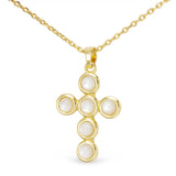 **Gold MOP Circle Set Cross Necklace - 52186