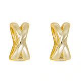 **Gold Polished Crisscross Hoop Earrings - 52242