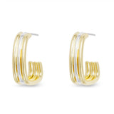 **Gold and Silver Polished Rectangle Hoop Earrings - 52248