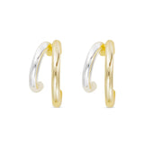 **Gold and Silver Polished Double Hoop Earrings - 52252