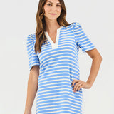 Adelyn T-Shirt Dress | Blue + White Stripe