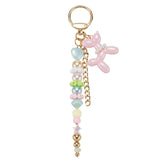 Pastel Multi Beaded w Balloon Dog Keychain