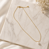 Gold Rice Necklace with Pearl