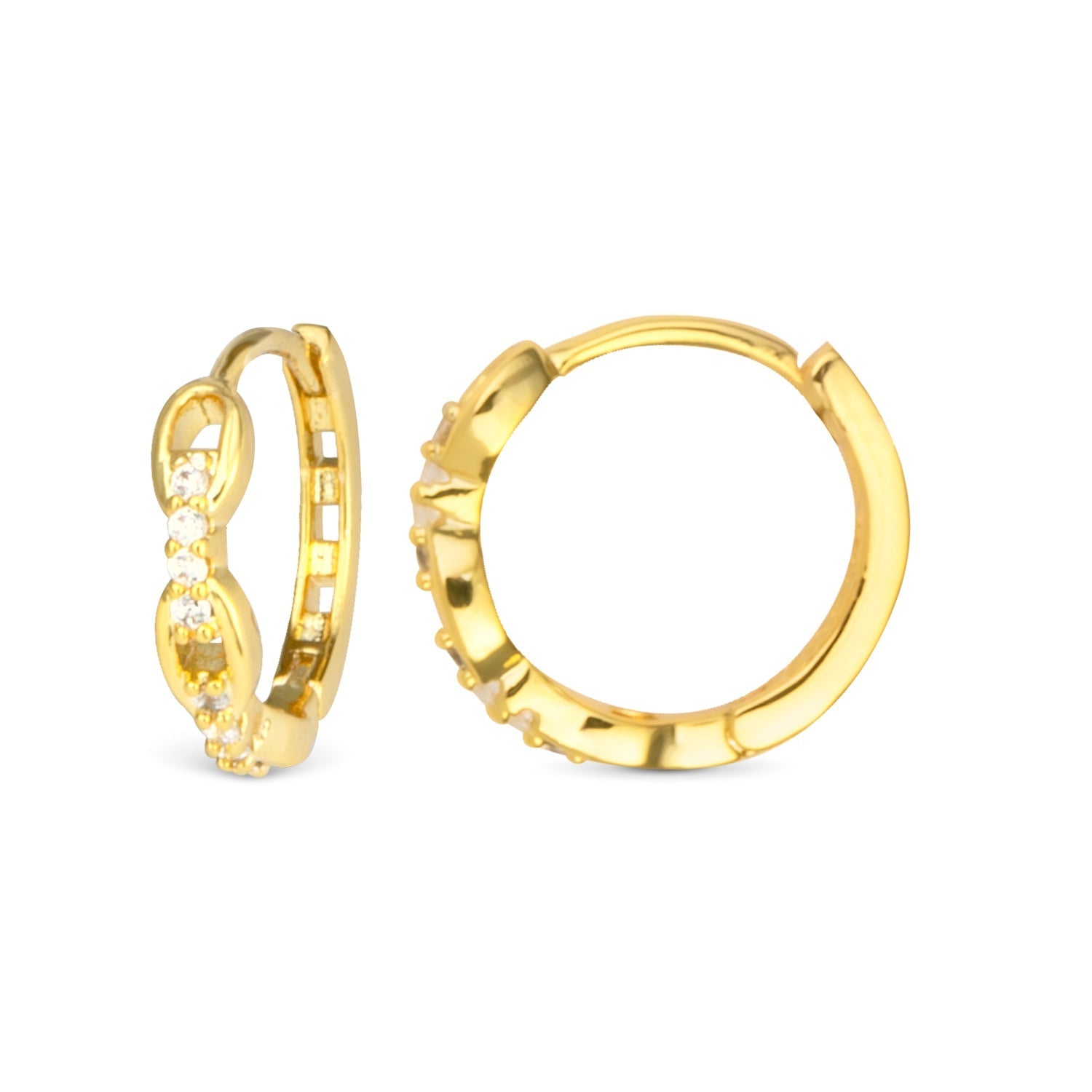 Add A Charm CZ Chain Hoop Earrings - Gold