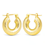 Alyson Polished Ribbed Hoop Gold Earrings - 50573