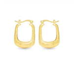 Angelina Polished Ribbed Square Hoop Gold Earrings - 50557