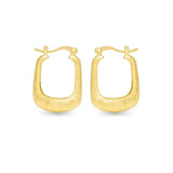 Angelina Polished Ribbed Square Hoop Gold Earrings - 50557