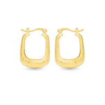 Angelina Polished Ribbed Square Hoop Gold