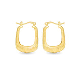 Angelina Polished Ribbed Square Hoop Gold