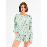 Annie Cottage Stripes Green Shorts Set