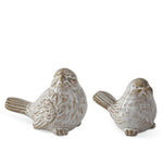 Assorted Cream & Taupe Glazed Ceramic Bird 3"