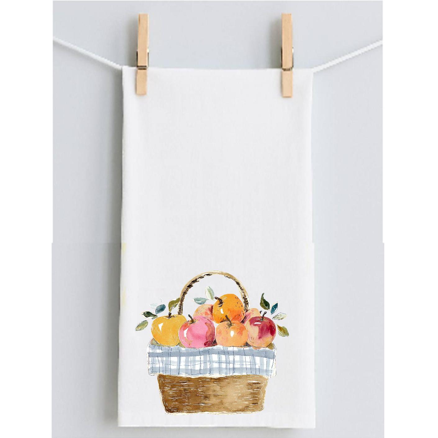 Autumn Apple Basket Tea Towel