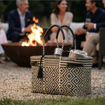 Basket Jumbo Cross Diamond Black Beige