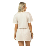 Beige and White Scuba Skirt Set