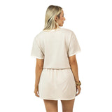 Beige and White Scuba Skirt Set