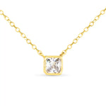 Bezel Cut Square Gold Necklace - 51166