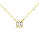 Bezel Cut Square Gold Necklace - 51166