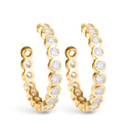 Bezel Set CZ Hoop Earring - Gold