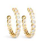 Bezel Set CZ Hoop Earring - Gold