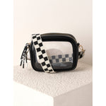 Black Check Pattern Beaded Bag Strap