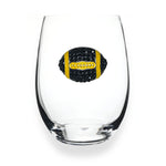 Black & Gold Football Stemless Wine Glass