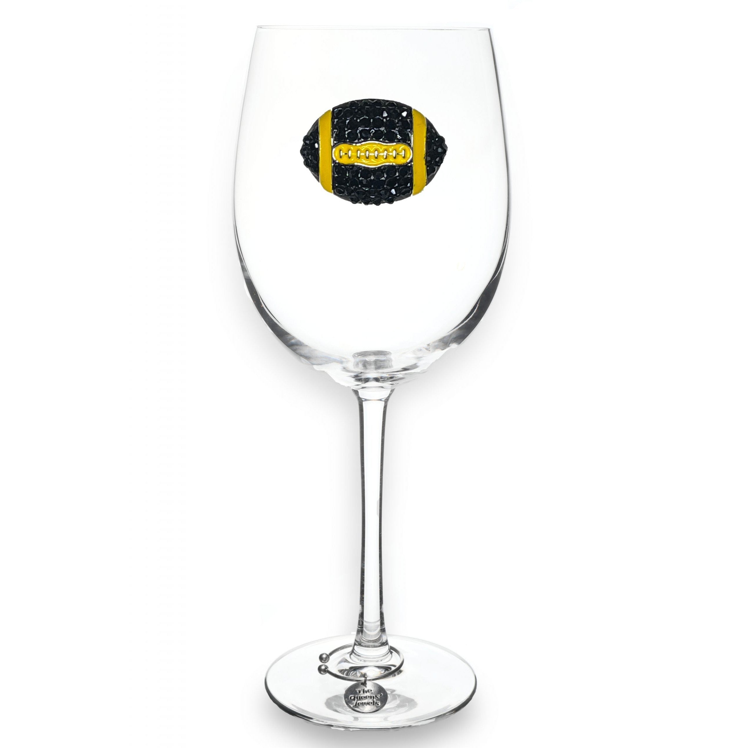 Black & Gold Football Wine Glass