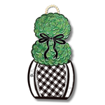 Black & White Gingham Topiary Door Hanger