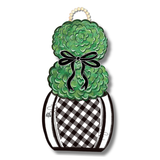 Black & White Gingham Topiary Door Hanger