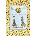 Blue CZ Bird Earring Charm - Gold