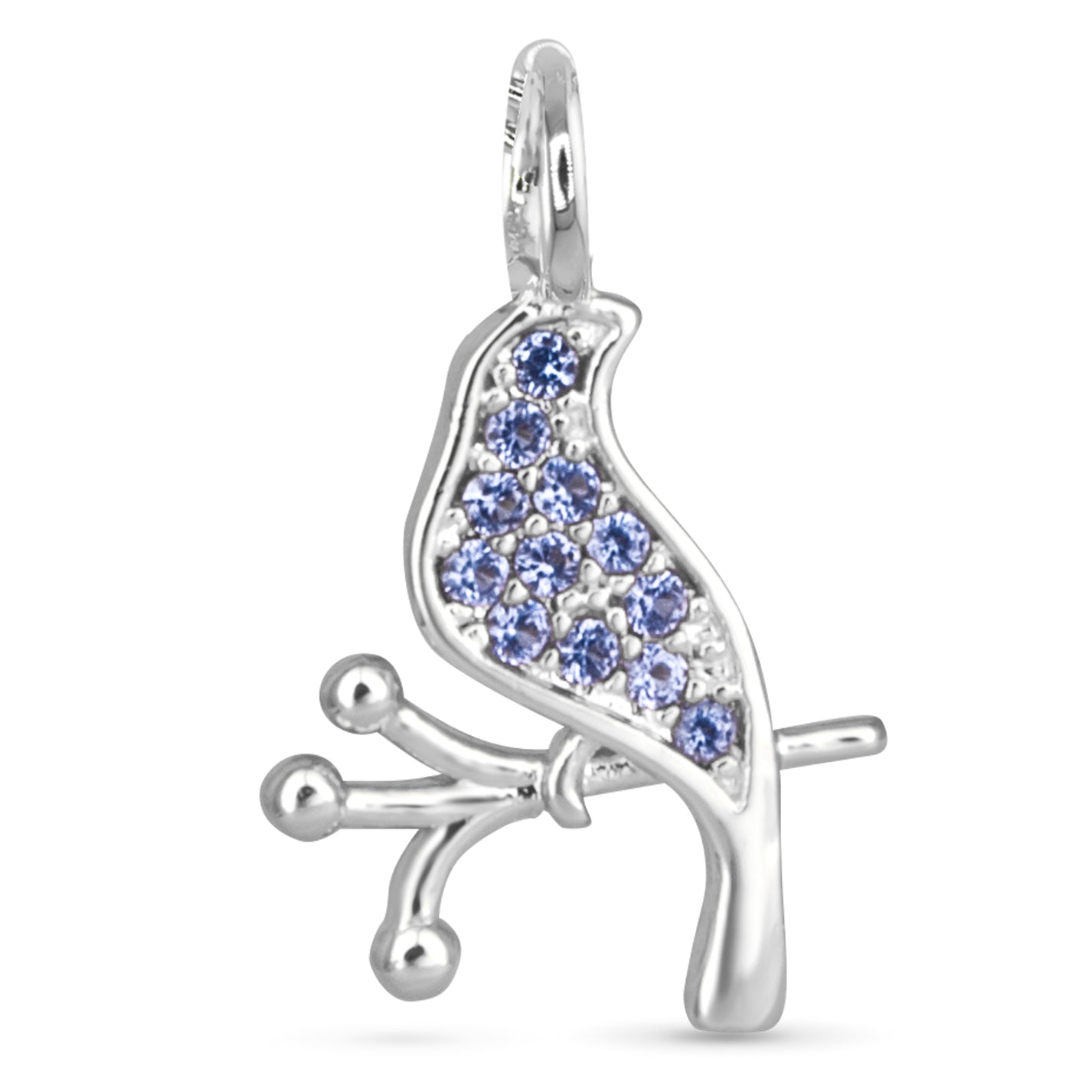 Blue CZ Bird Necklace - Silver