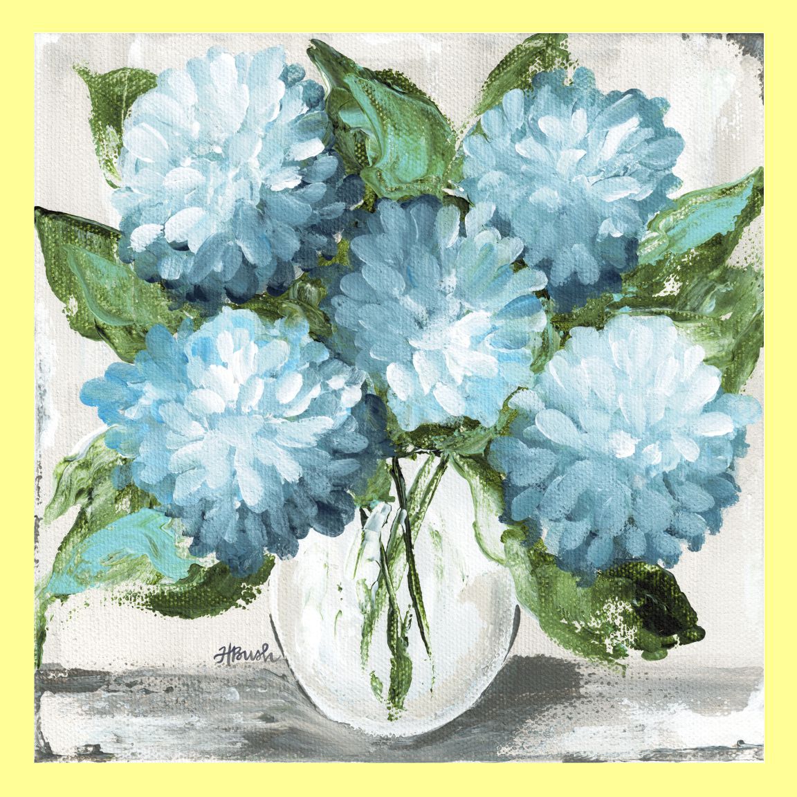 Blue Hydrangeas White Pillow Swap